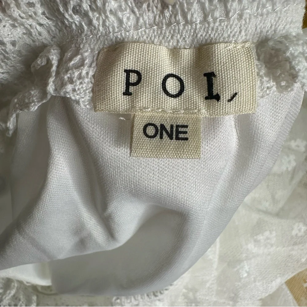 POL White Asymmetrical Lace floral embroidered maxi Skirt‎
